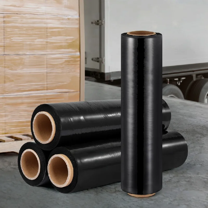 500mm x 400m Stretch Film Pallet Shrink Wrap 4 Rolls Package Use Plastic - Black