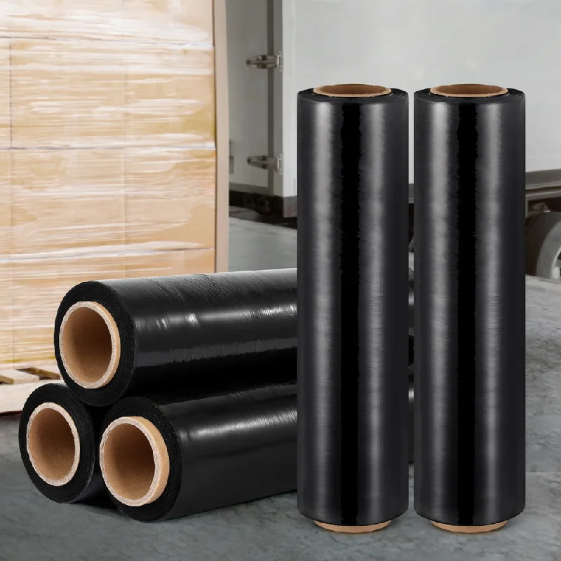 500mm x 400m Stretch Film Pallet Shrink Wrap 5 Rolls Package Use Plastic Black