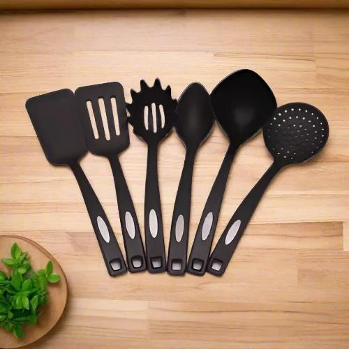 Non-stick Cooking Spoon - Set Of 6 Pieces - Black