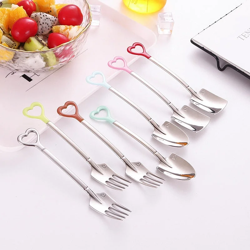 7pcs Set Creative Heart-shaped Spoon Shovel Spoon Tip Shovel