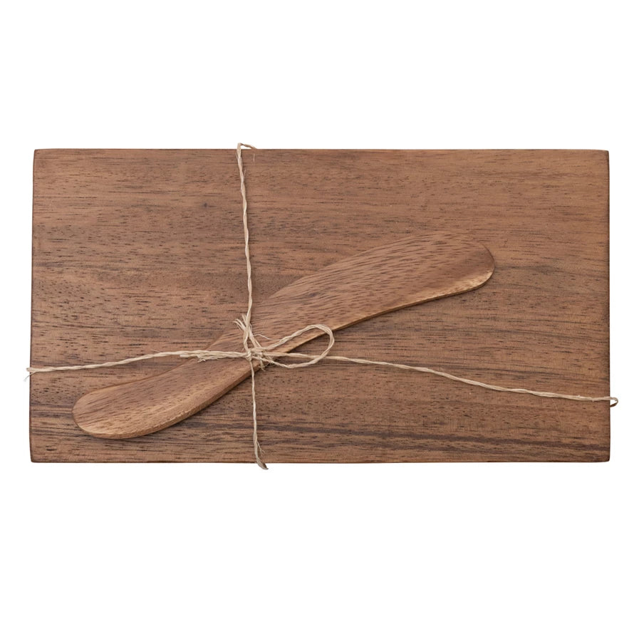 Acacia Wood Cheese Cutting Board with Canape Knife