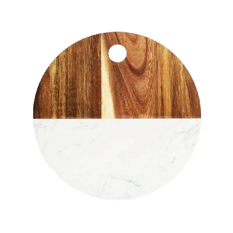 Aqua Round Cutting Board Brown & White