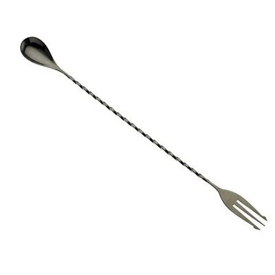 Barfly 12" Bar Spoon with Fork End, Gun Metal