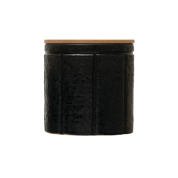 Bloomingville - Black Canister with Bamboo Lid