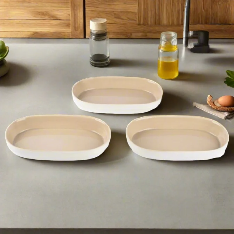 Capsule Shape Plates For Modern Serving Set Of 3 By Rena