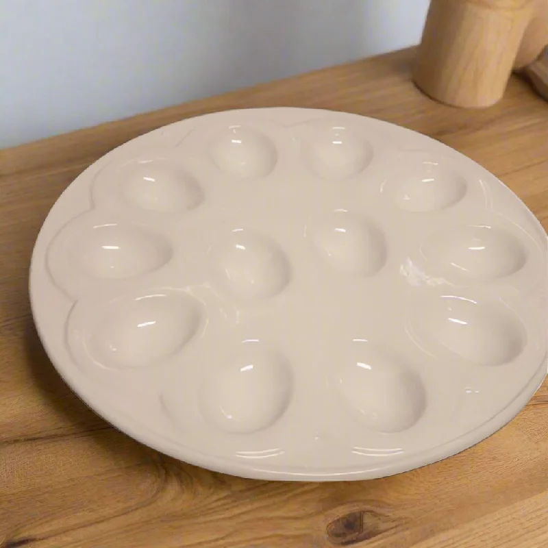 Ceramic Egg Platter Set - 3pc - White