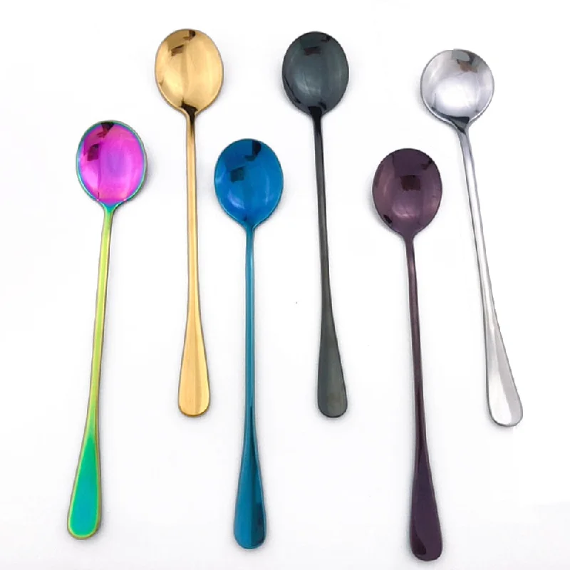 Colorful Spoon Long Handle Spoons Dinnerware Flatware Kitchen Tools