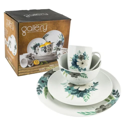 Tabletops Gallery Emily - 16 Piece Round Rim Dinnerware Set -Service Of 4