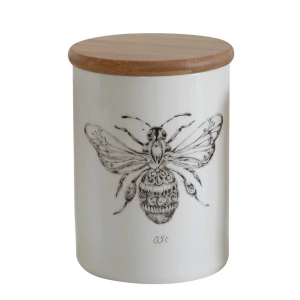 Creative Co-op - Bee Canister with Bamboo Lid