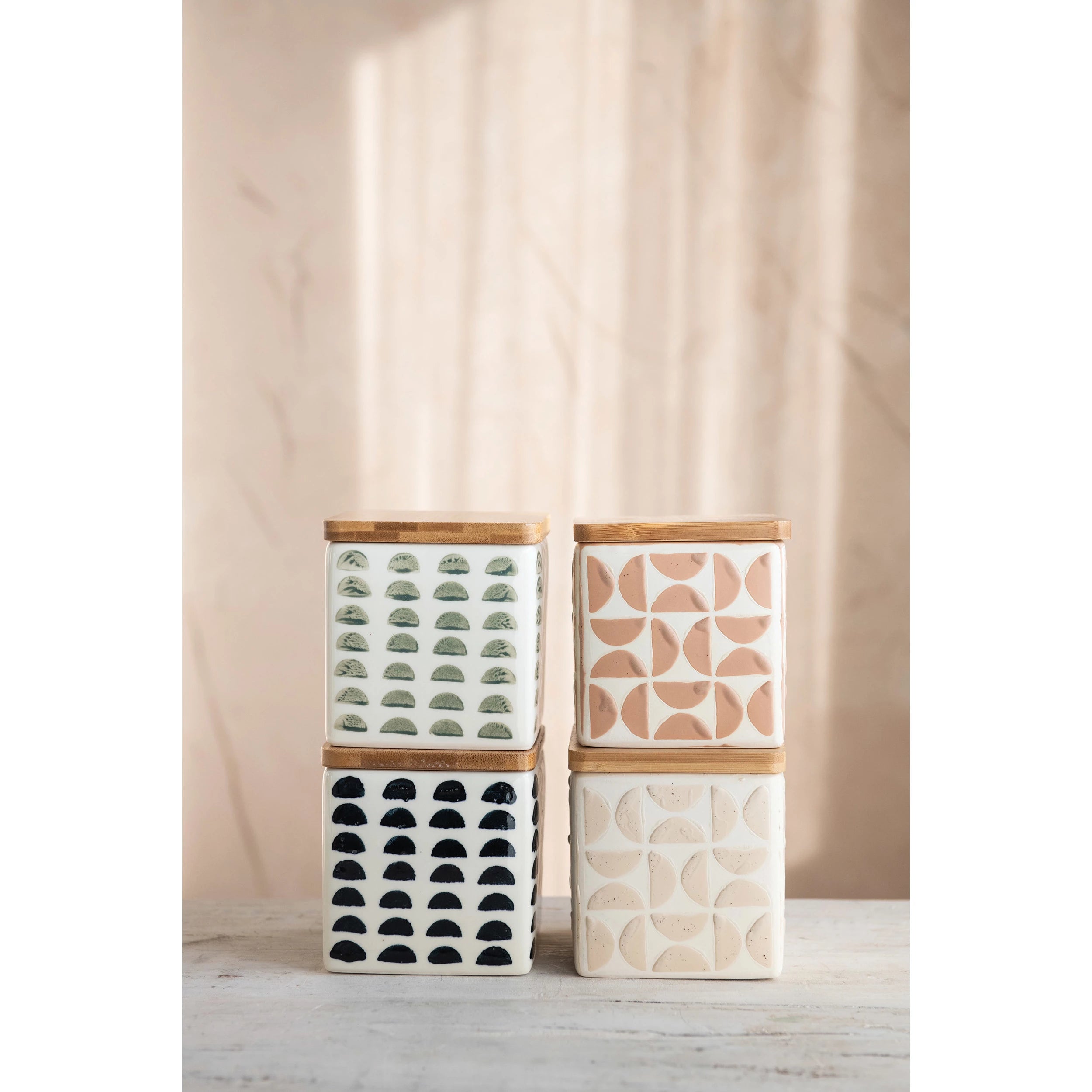 Creative Co-op - Square Canisters with Wooden Lids