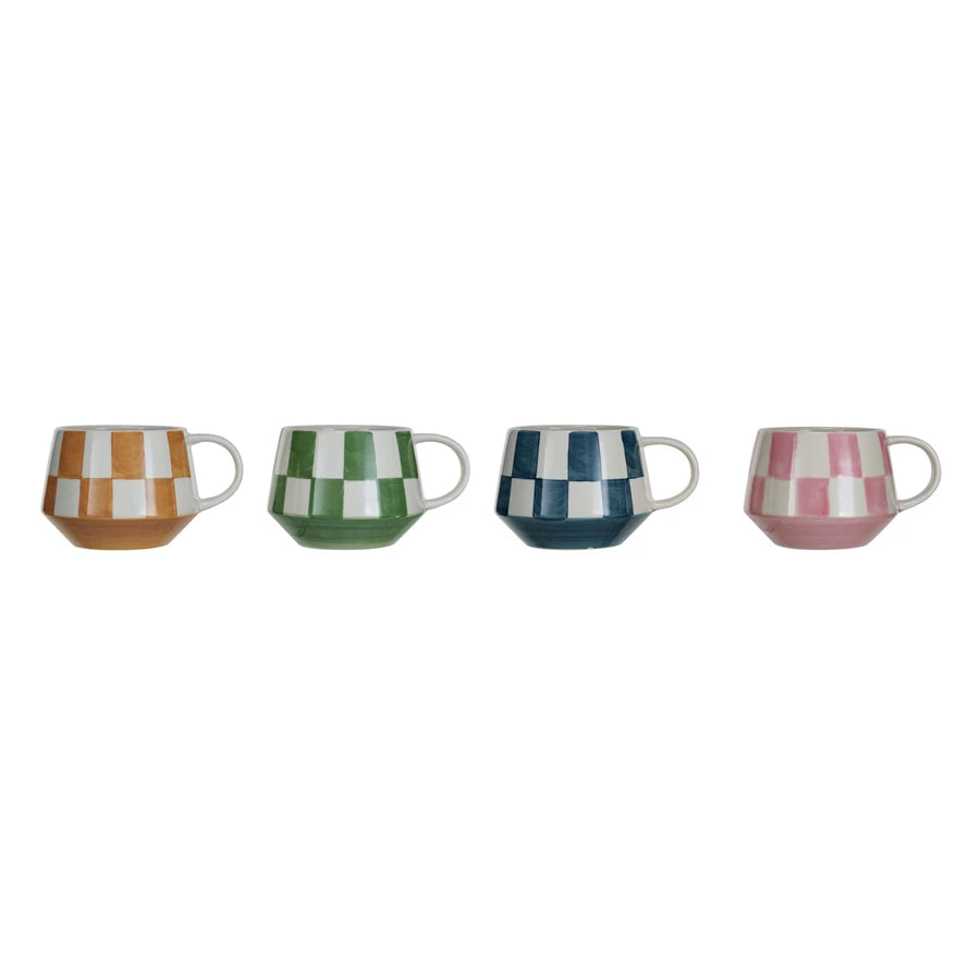 Creative Co-op - Stoneware Checkered Mug