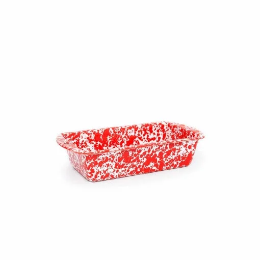 Crow Canyon - Enamelware Splatter Loaf Pan, Red