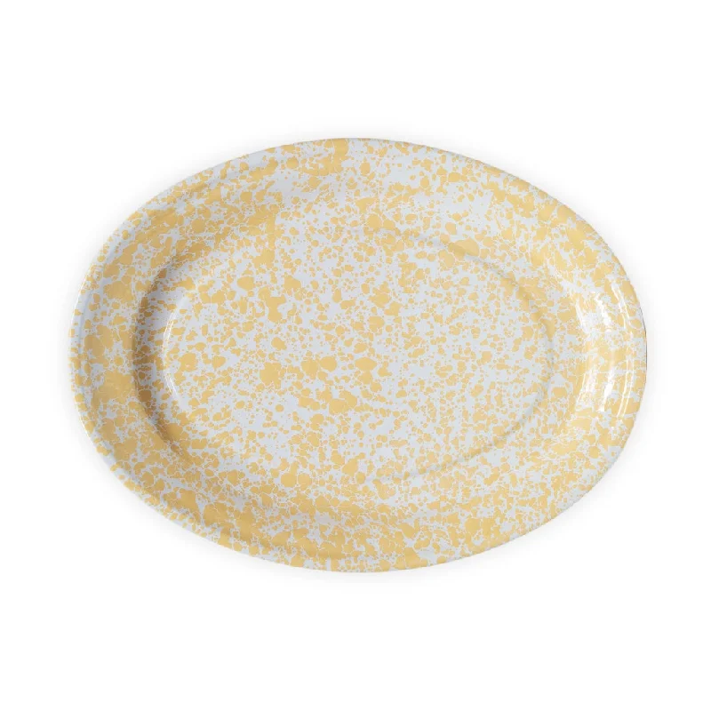 Crow Canyon - Enamelware Splatter Oval Platter, Yellow