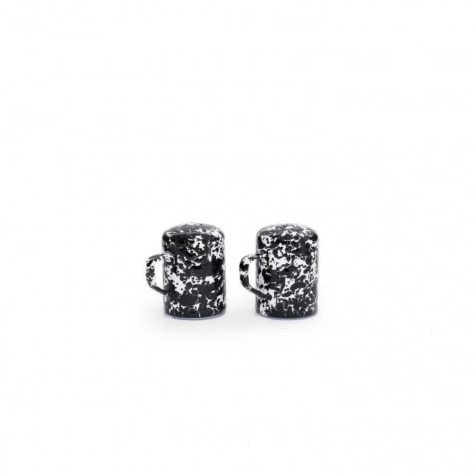 Crow Canyon - Enamelware Splatter Salt and Pepper Set, Black