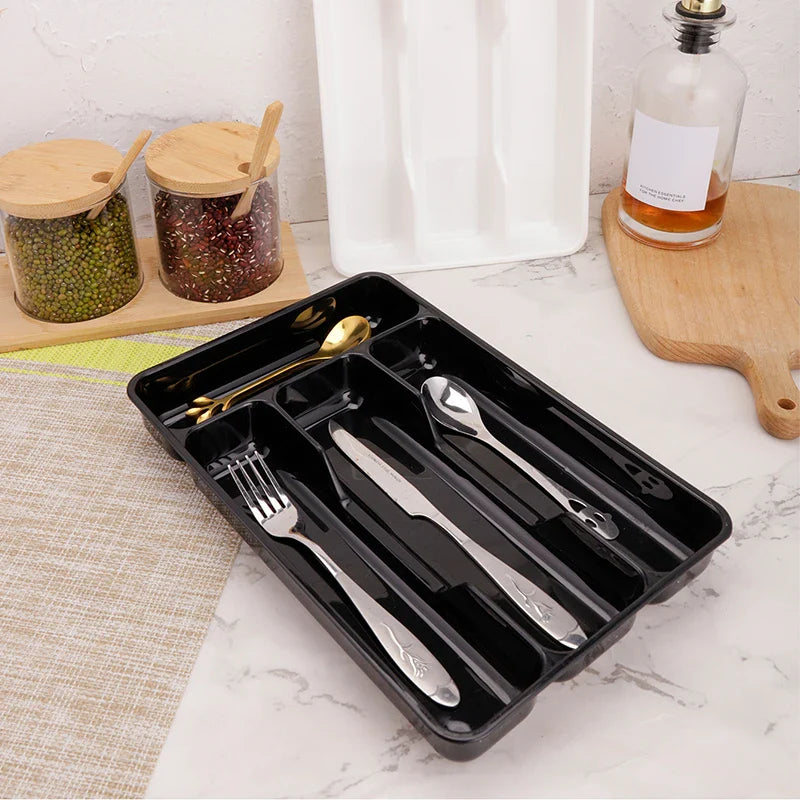 Cutlery Organizer Box Tableware Drawer Organizer Separation Storage Box Eco-Friendly PP Kitchen Spoon Knife Cutlery Tray Holder