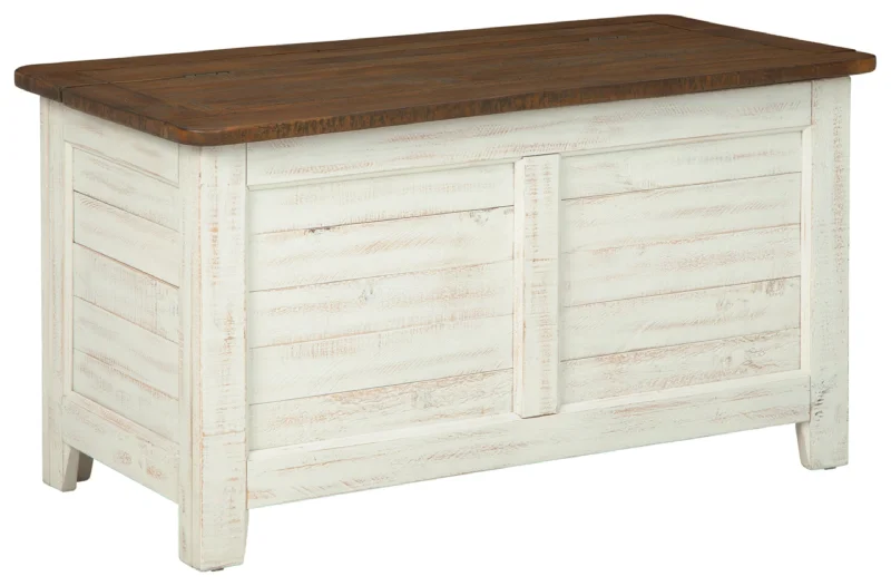 Dashbury Antique White/Brown Storage Trunk