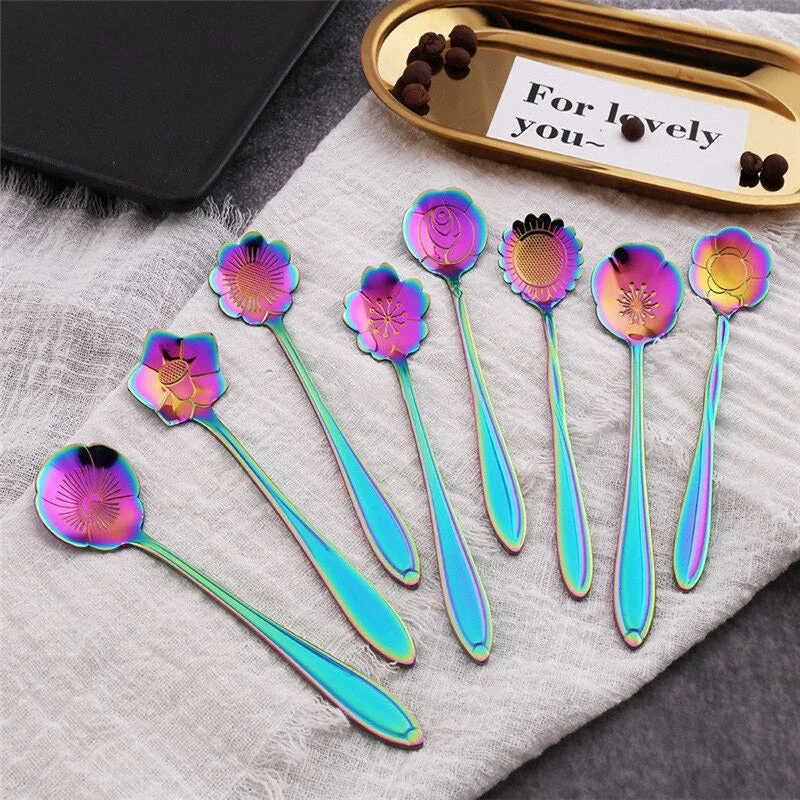 Flower Design Spoon Stirring Teaspoon Dessert Spoon Tableware