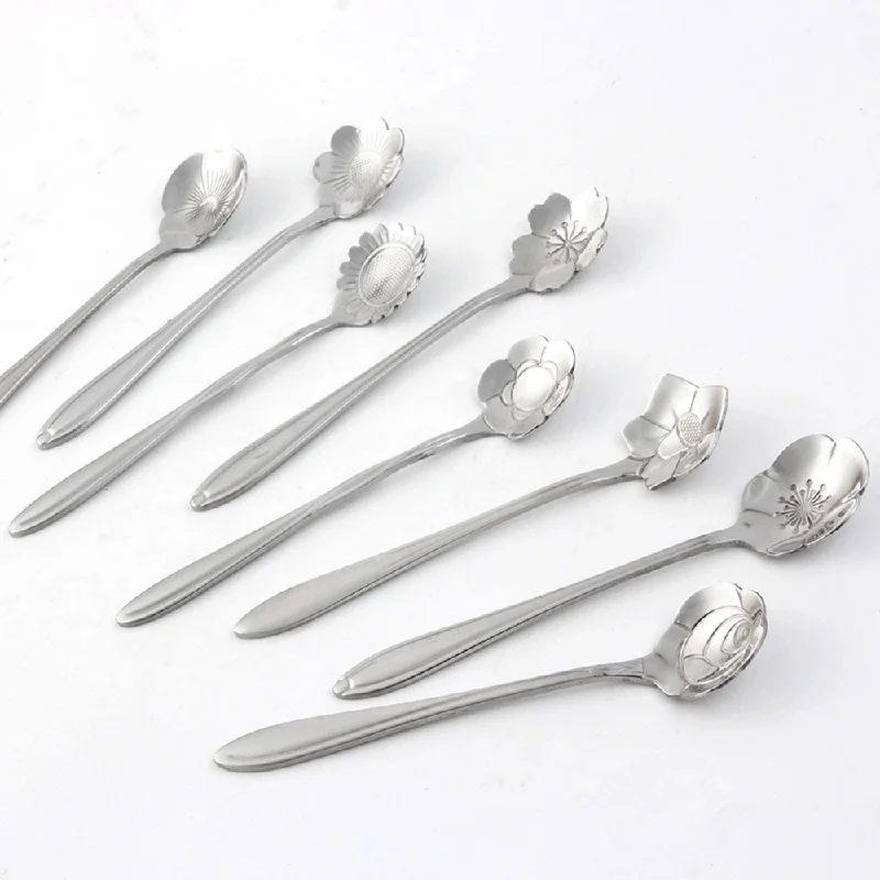 High Quality Silver Stainless Steel Floral Stirring Spoon