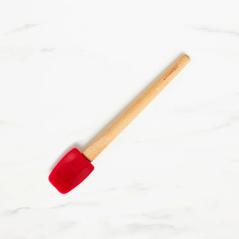 Kitchen Pro Oslo Silicone Mini Spatula Spoon with Beechwood Handle in Red