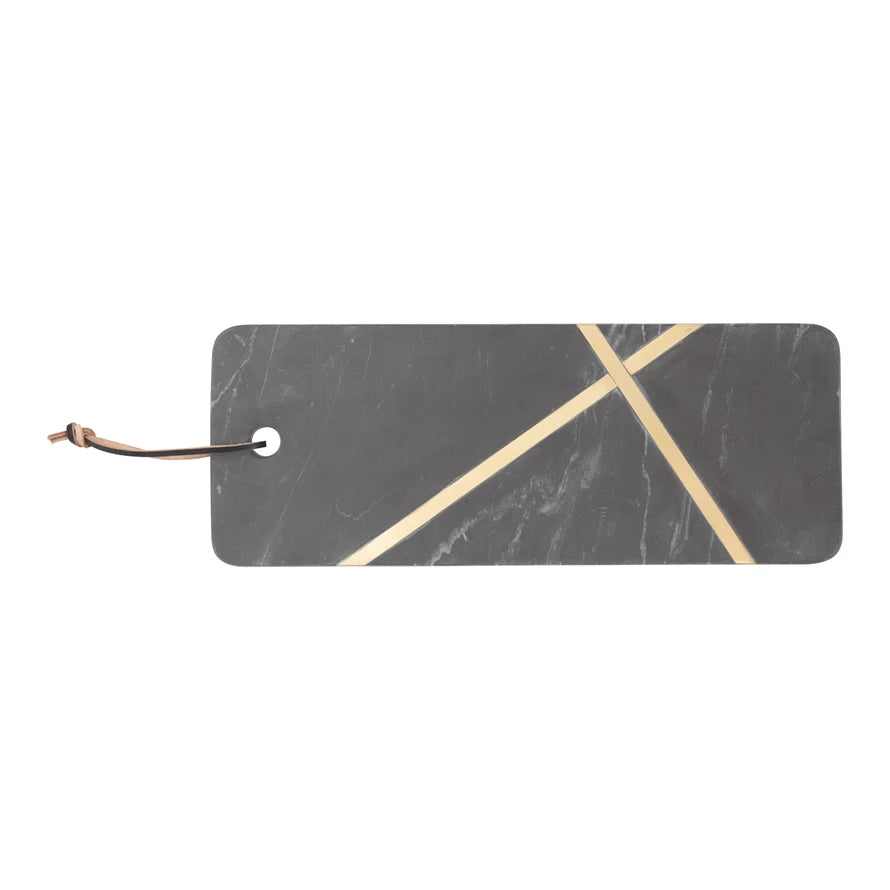 Marble Cutting Board with Brass Inlay