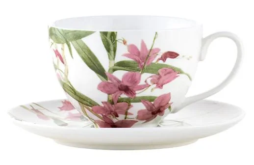 Maxwell & Williams Royal Botanics Gardens - Australian Orchids Cup & Saucer 240ml - Pink