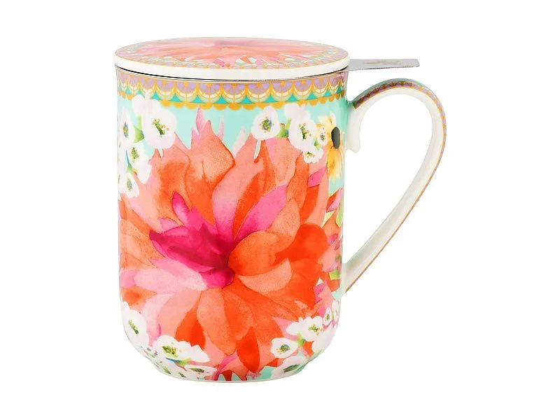 Maxwell & Williams Teas & C's Dahlia Daze Lidded Mug With Infuser 340ml Sky