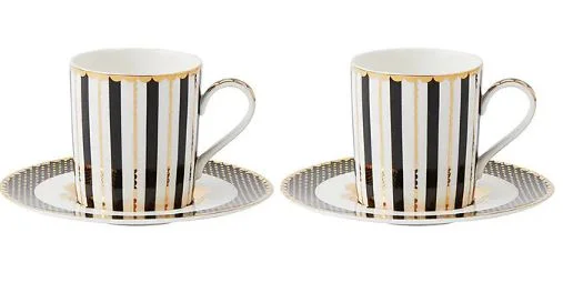 Maxwell & Williams Teas & C's - Regency Demi Cup & Saucer 100ml Set Of 2 - Black