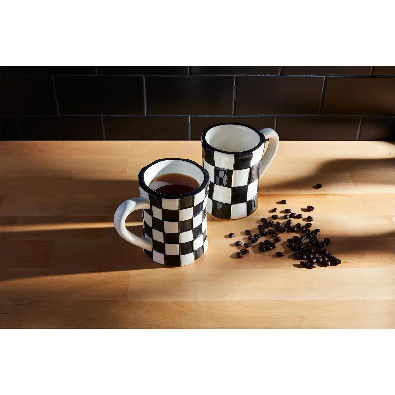 Mud Pie - Black and White Check Mug