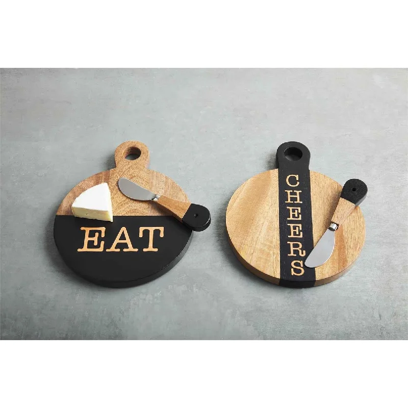 Mud Pie - Mini Black & Natural Wood Board Set