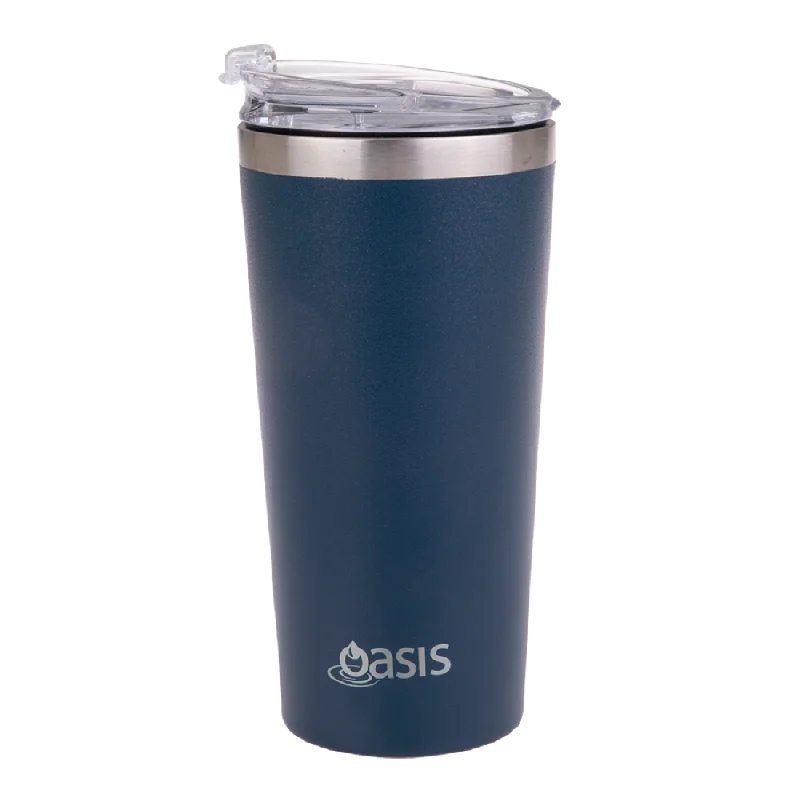 Oasis S/s Double Wall Insulated 'travel Mug' 480ml - Navy