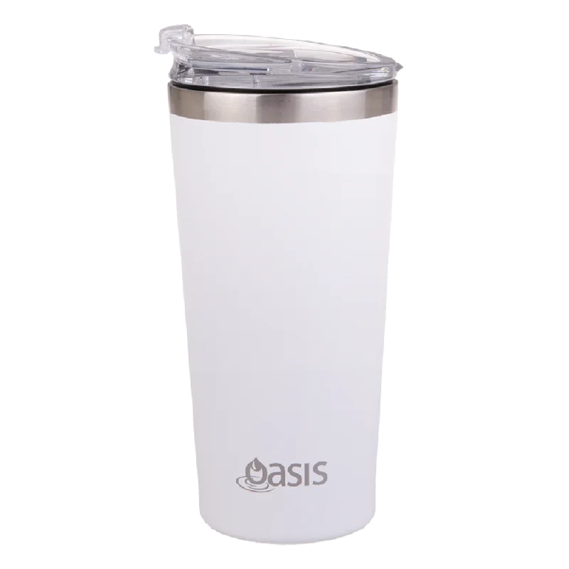 Oasis S/s Double Wall Insulated 'travel Mug' 480ml - White