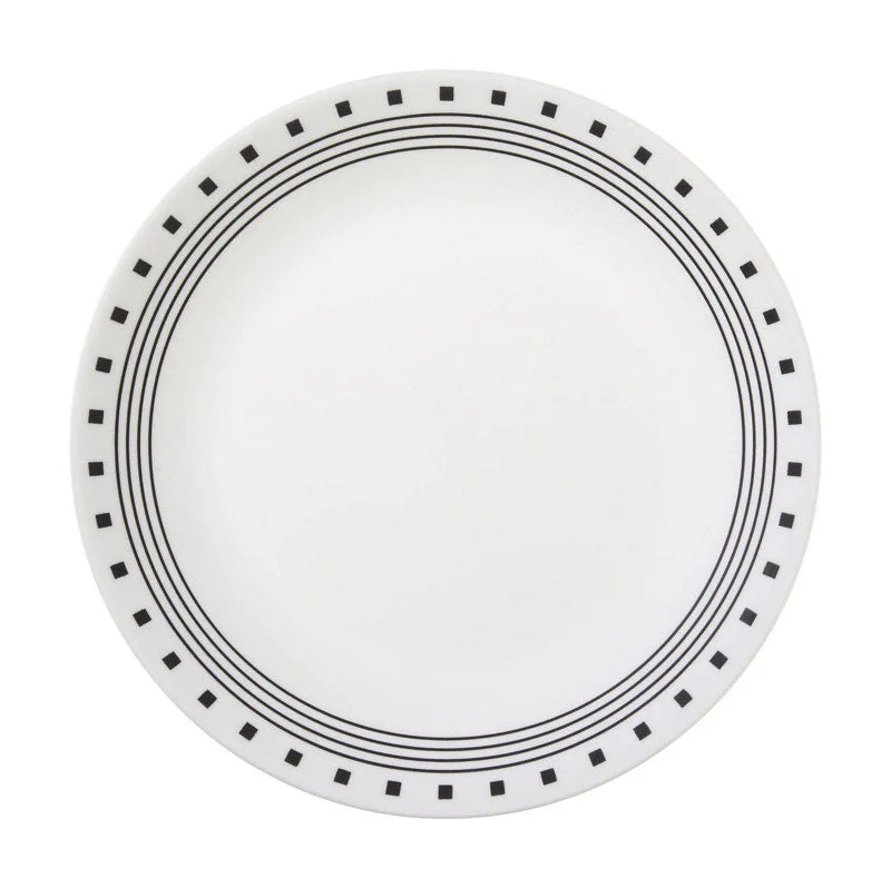 Corelle Livingware Black/White Glass City Block Dinner Plate 10-1/4 in. D 1 pk