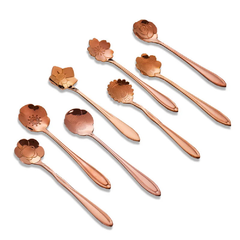 Rose Gold-Plated Stainless Steel Floral Stirring Spoon