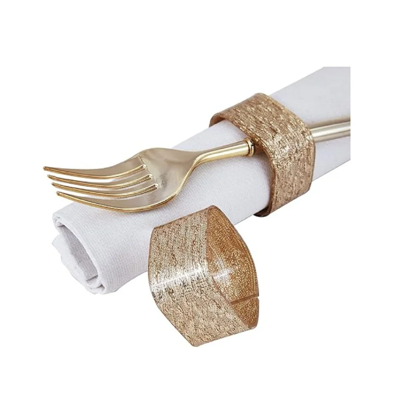 Silver Spoons Elegant Gold Acrylic Napkin Rings (6 Count)