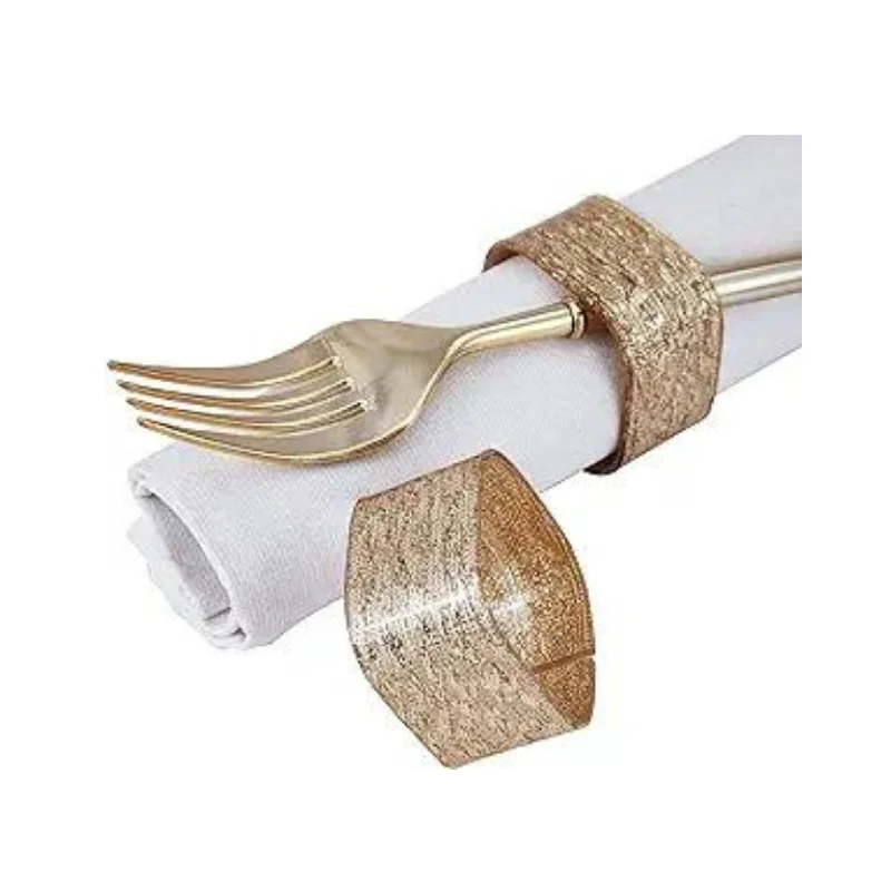 Silver Spoons Elegant Gold Acrylic Napkin Rings (6 Count)