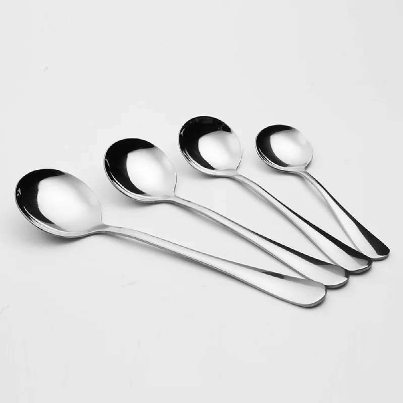 Stainless Steel Rounded Spoons - 4 Pieces