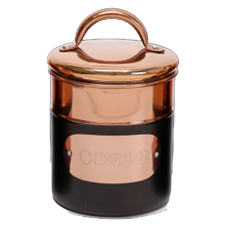 Tea Coffee Sugar Black Copper Canister