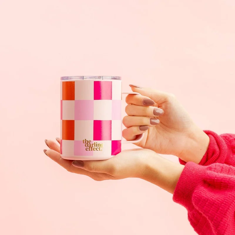 The Darling Effect - Insulated Mug, Sweetheart Check