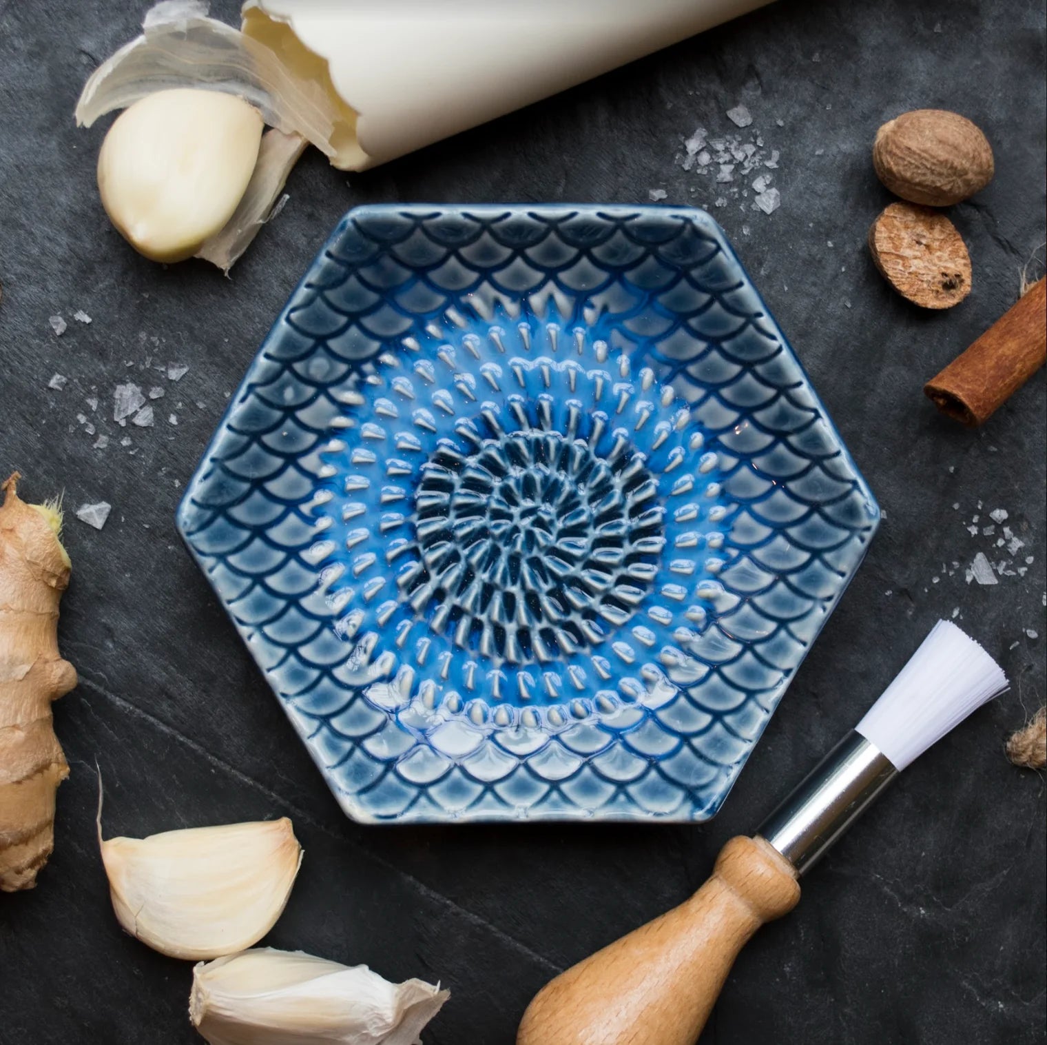 The Grate Plate - Ceramic Grater, Blue Tie Dye