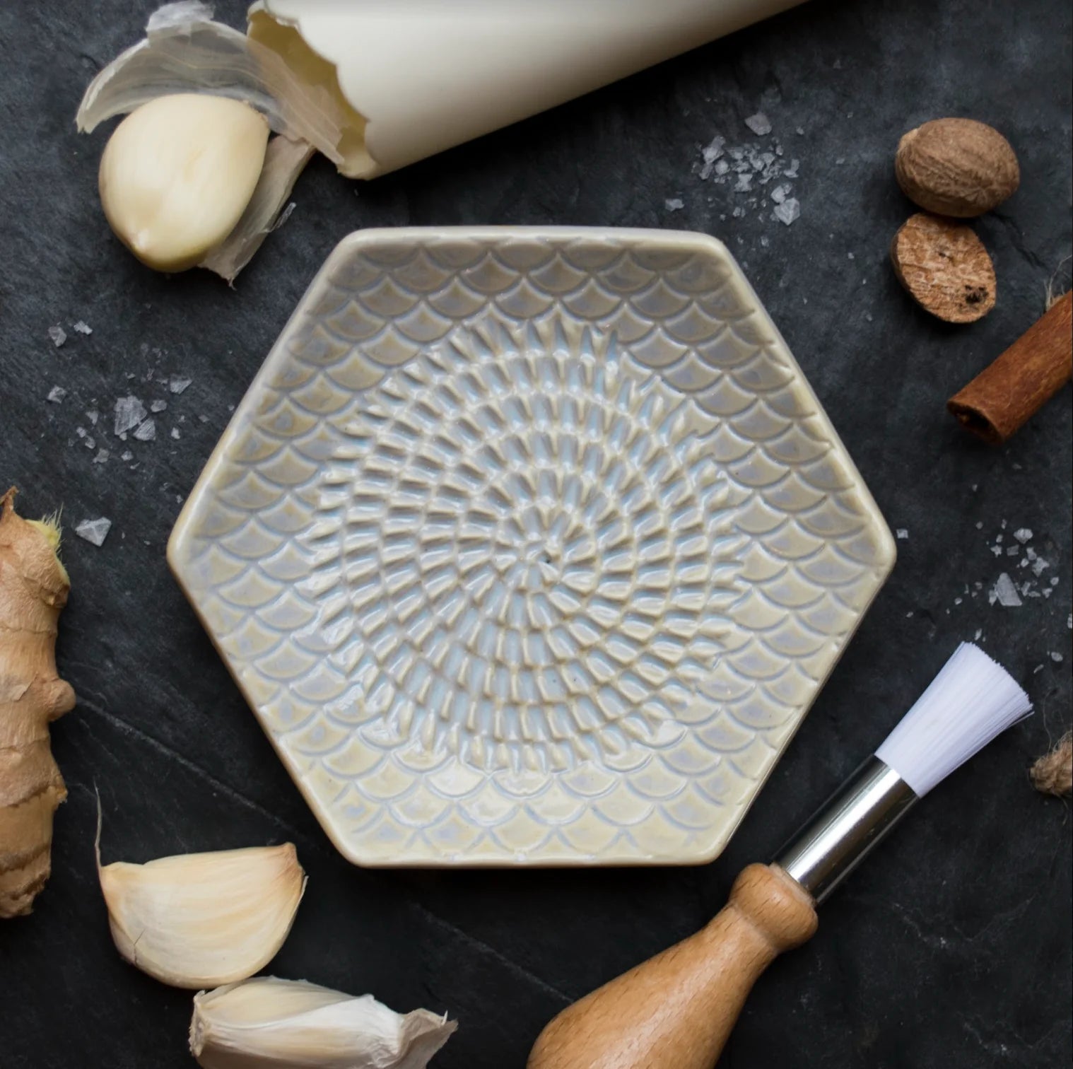 The Grate Plate - Ceramic Grater, Pearl