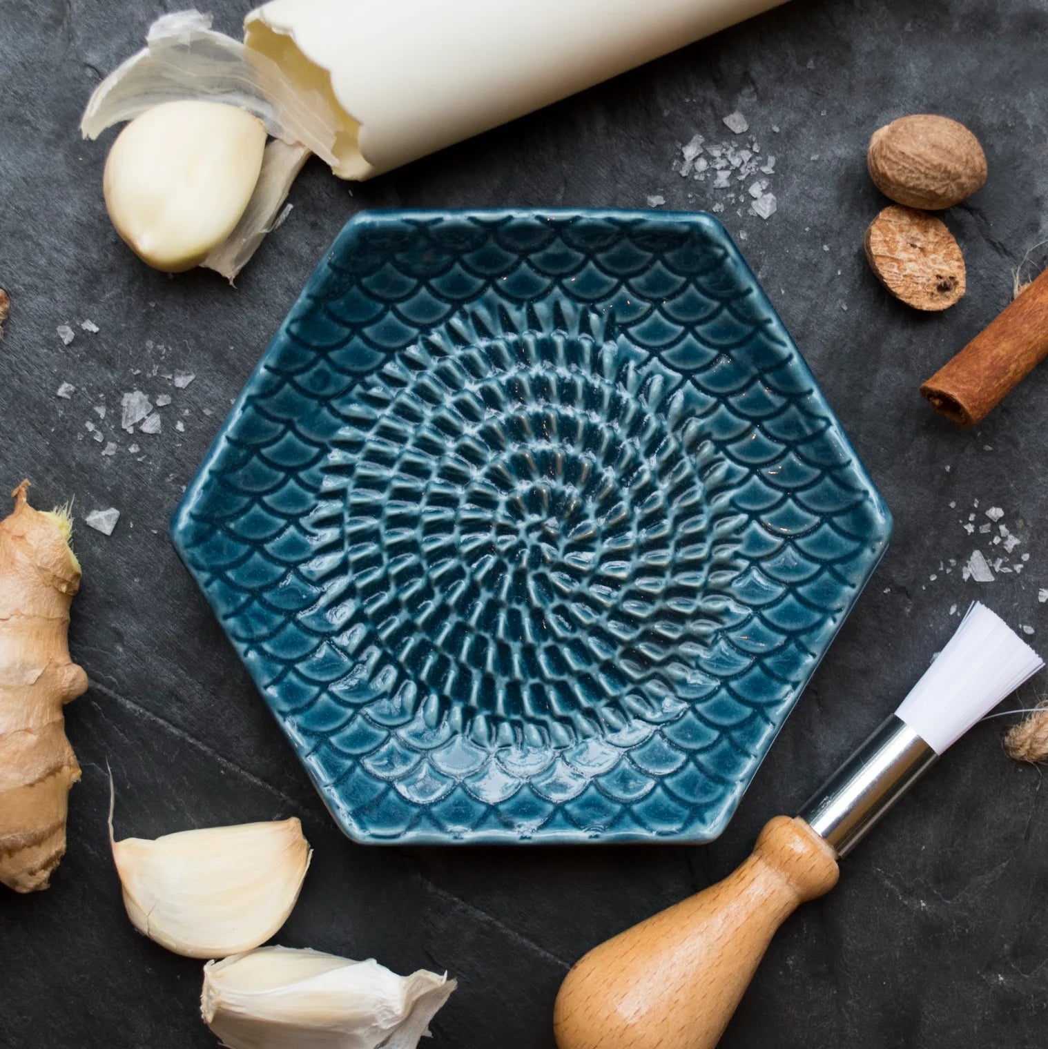 The Grate Plate - Ceramic Grater, Teal