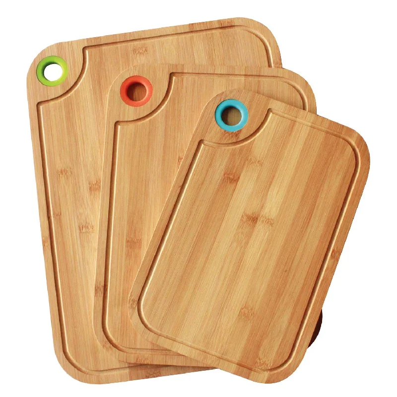 Culinary Edge 3pc Bamboo Cutting Board With Silicone Ring